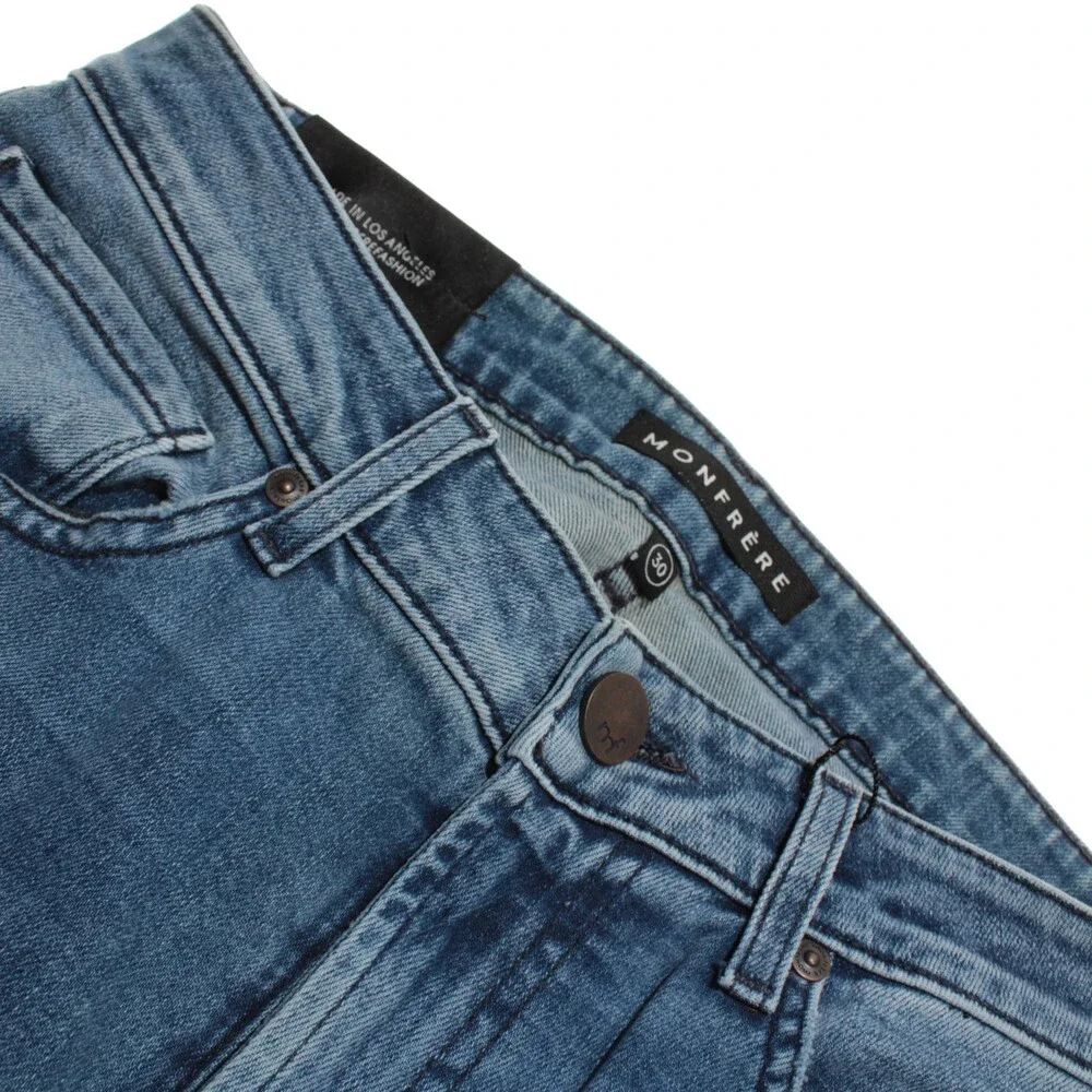 Monfrere NWT Distressed Skinny Jeans Size 30 US Greyson in Blue Cotton Blend